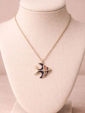 Vintage JJ Jonette stamped fish necklace
